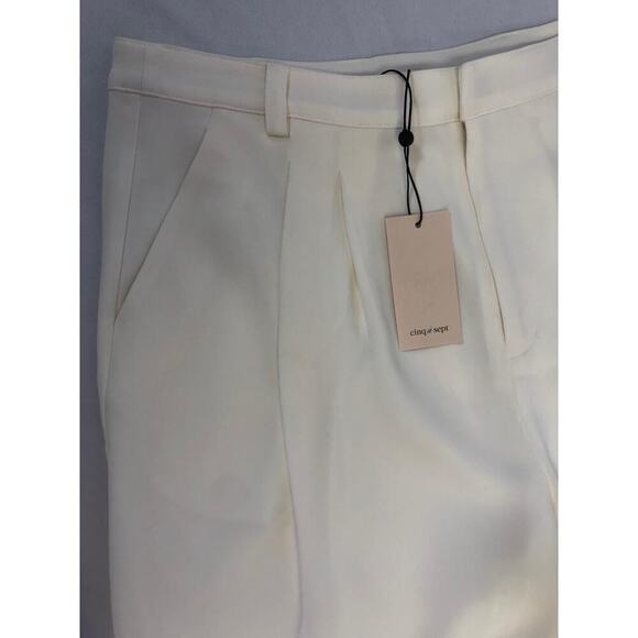 New With Tags Cinq A Sept Elisabeth Crepe Pleated Lined Trousers 6 Ivory - Picture 11 of 12